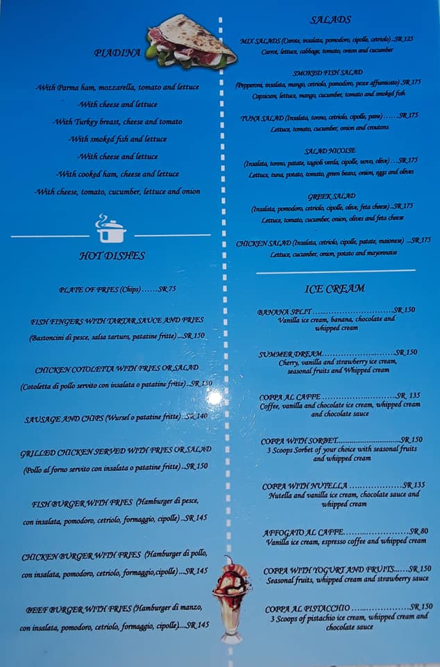 MENU (Pladina, hot dishes, salads, icecream) SEYBUSINESS