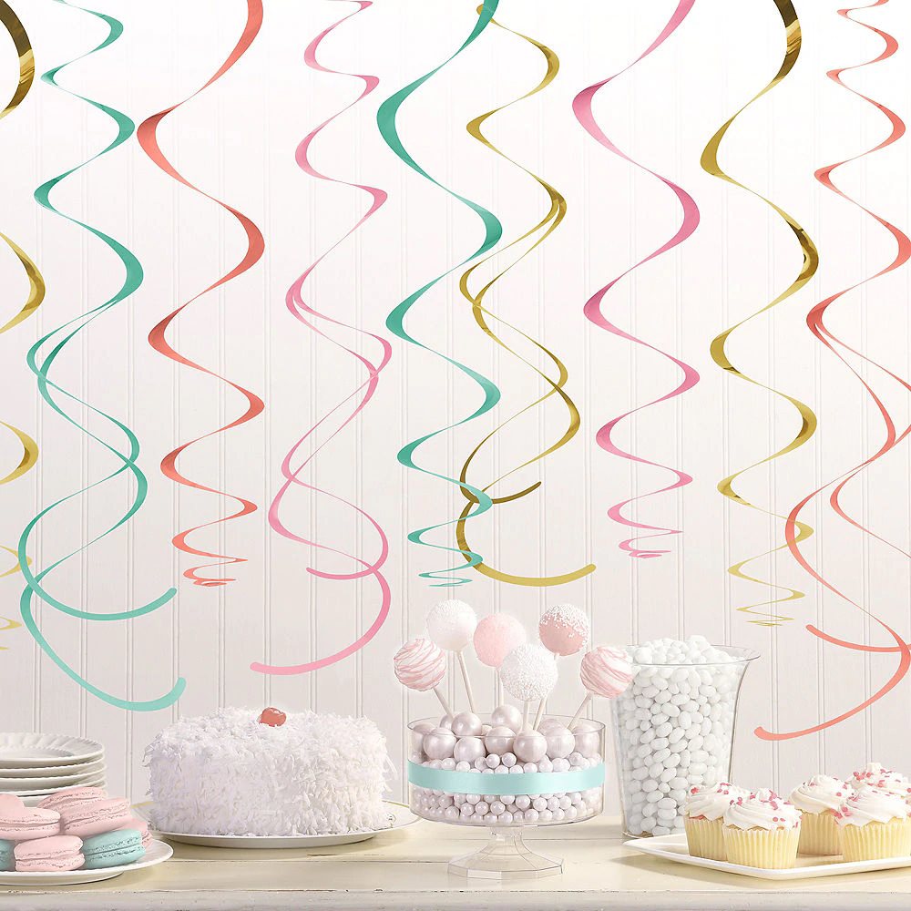 Fun Express Pink Paris Party Hanging Swirl Decorations 12 Ct for sale online 